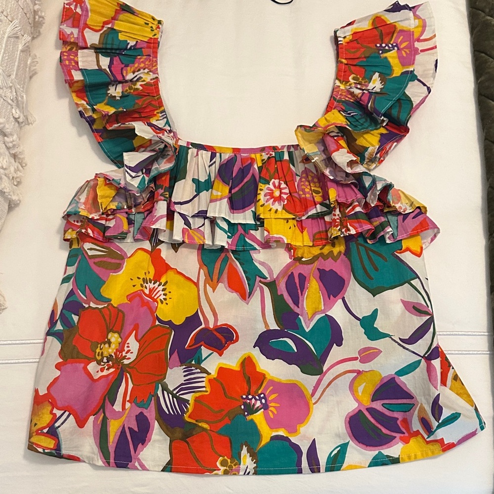 Entro Multicolor Floral Ruffle Blouse - Picture 4 of 4